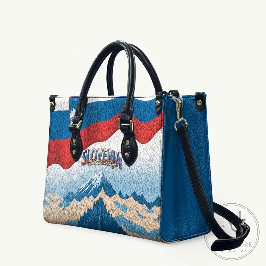 Slovenia Independence Day Lake Bled Julian Alps Landscape Leather Handbag 4 Slovenia Independence Day Lake Bled Julian Alps Landscape Leather Handbag