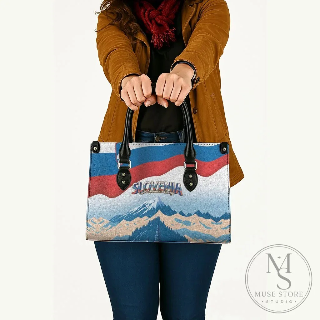 Slovenia Independence Day Lake Bled Julian Alps Landscape Leather Handbag 13 Slovenia Independence Day Lake Bled Julian Alps Landscape Leather Handbag