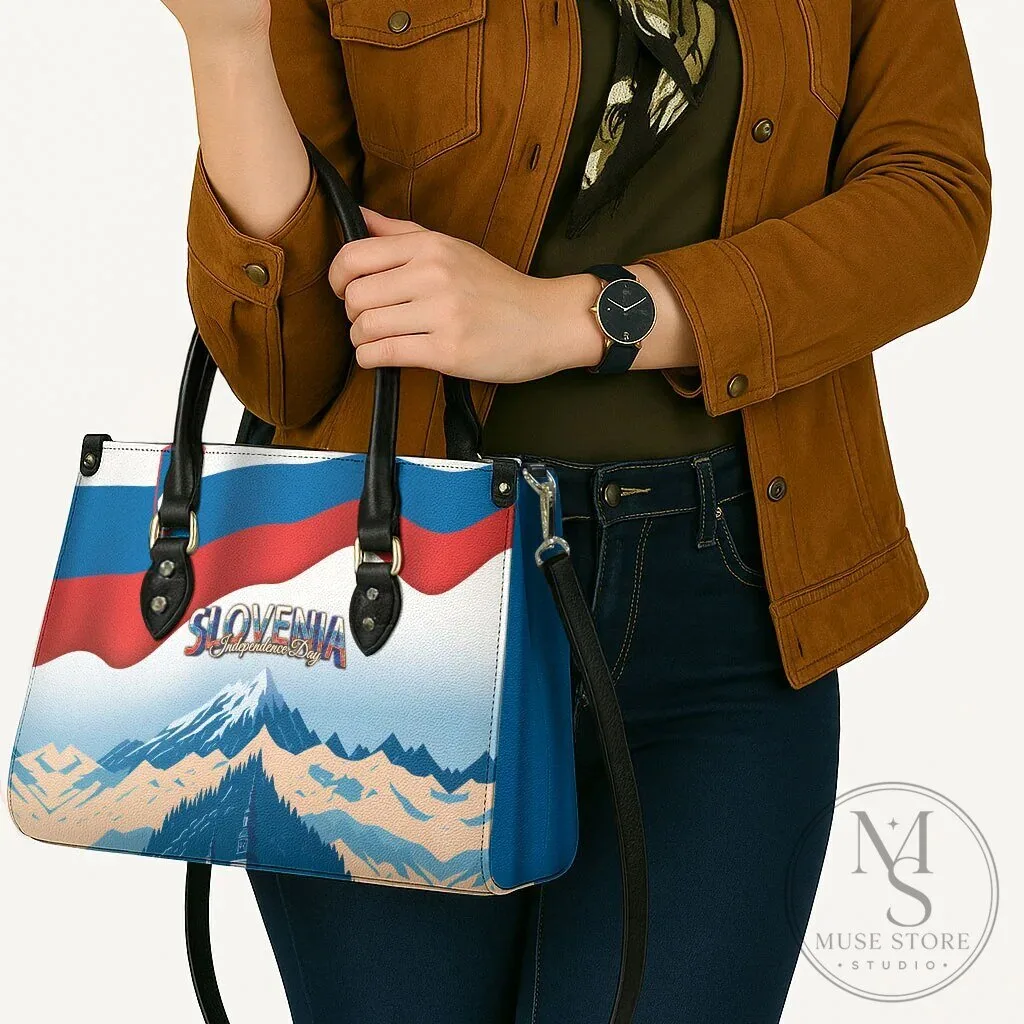 Slovenia Independence Day Lake Bled Julian Alps Landscape Leather Handbag 14 Slovenia Independence Day Lake Bled Julian Alps Landscape Leather Handbag