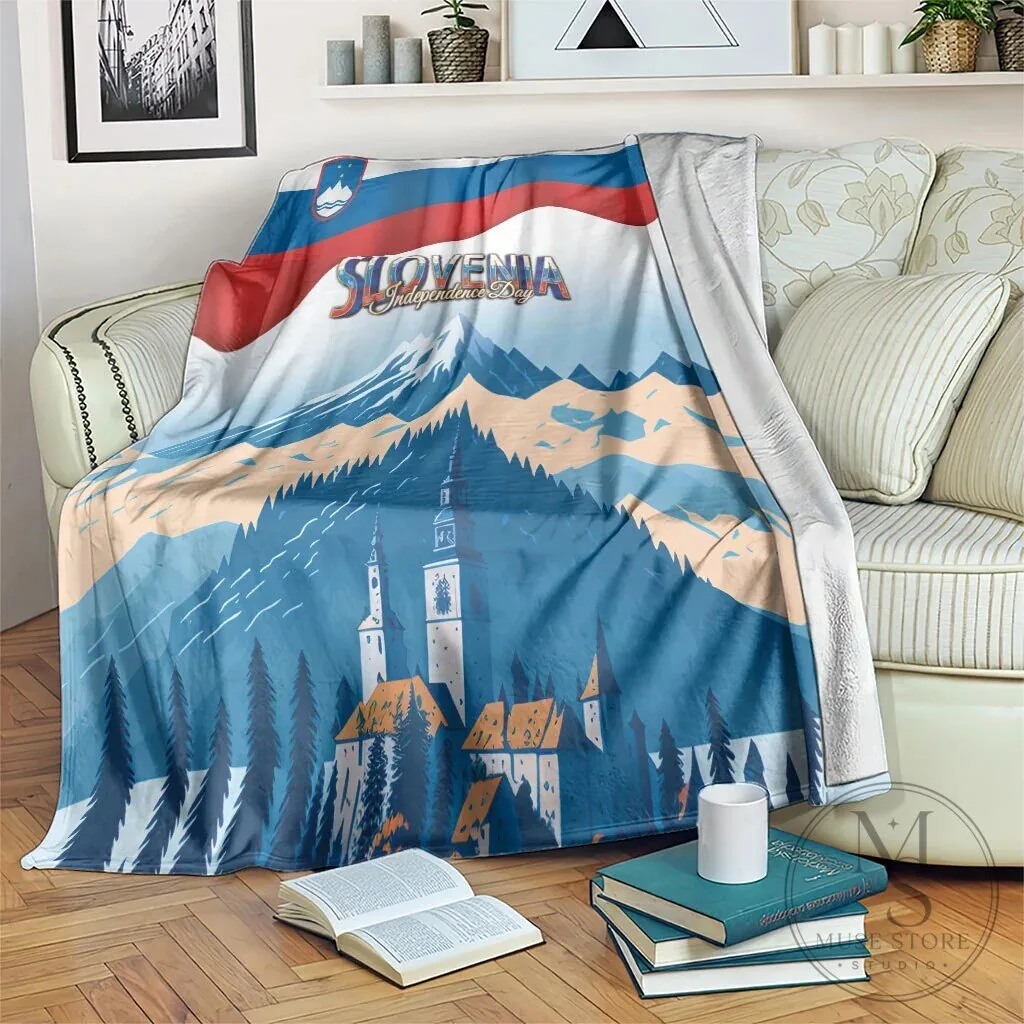 Slovenia Independence Day Lake Bled Julian Alps Landscape Fleece Blanket 5 Slovenia Independence Day Lake Bled Julian Alps Landscape Fleece Blanket