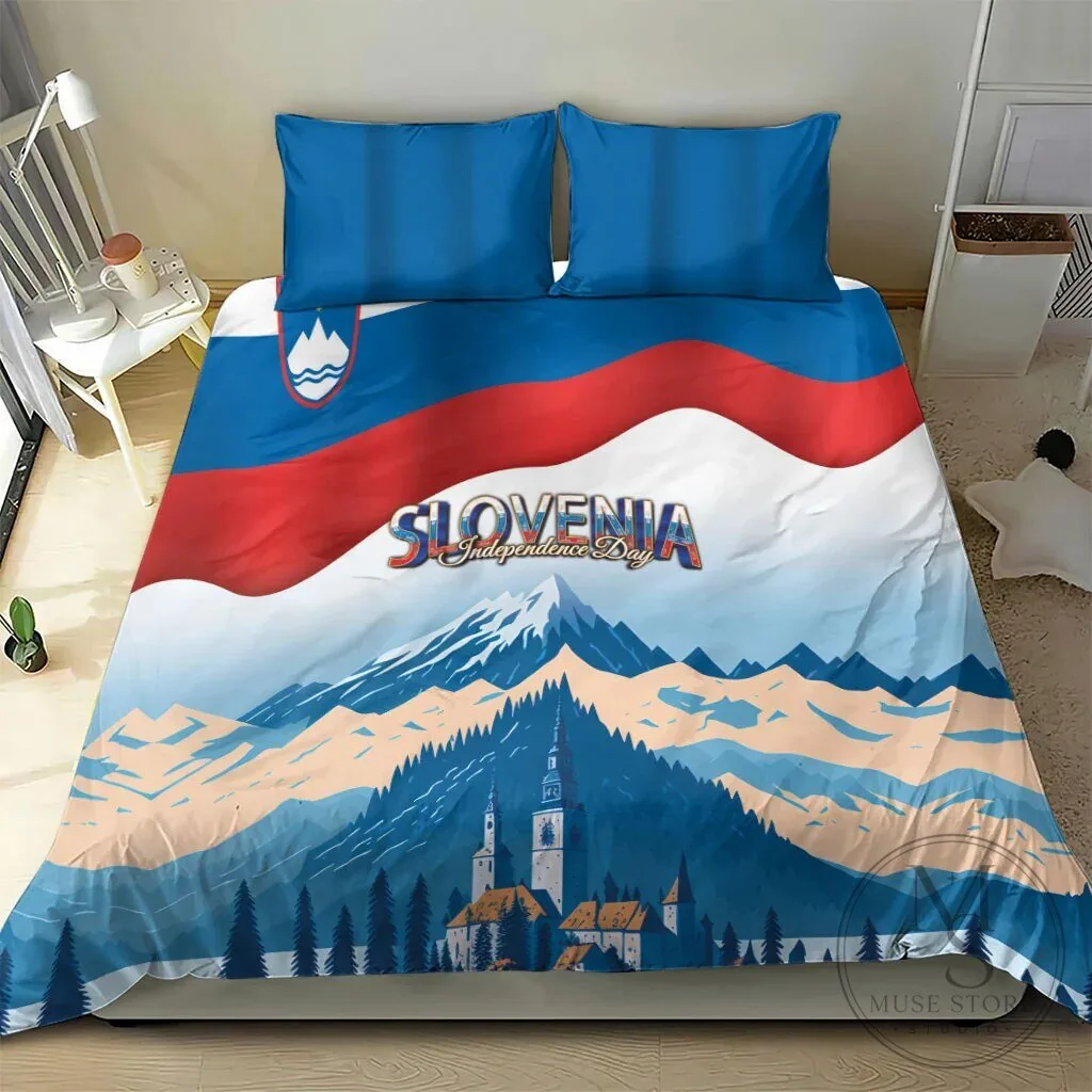 Slovenia Independence Day Lake Bled Julian Alps Landscape Bedding Set 12 Slovenia Independence Day Lake Bled Julian Alps Landscape Bedding Set