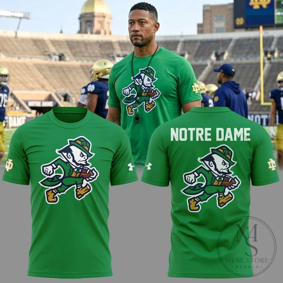 Green T-Shirt featuring the Fighting Irish Mascot of Notre Dame Football