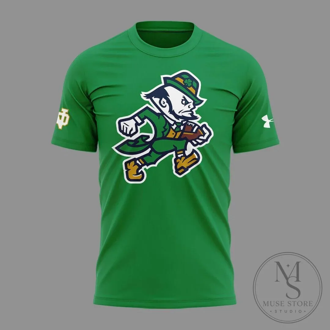Green T-Shirt featuring the Fighting Irish Mascot of Notre Dame Football 8 Green T-Shirt featuring the Fighting Irish Mascot of Notre Dame Football