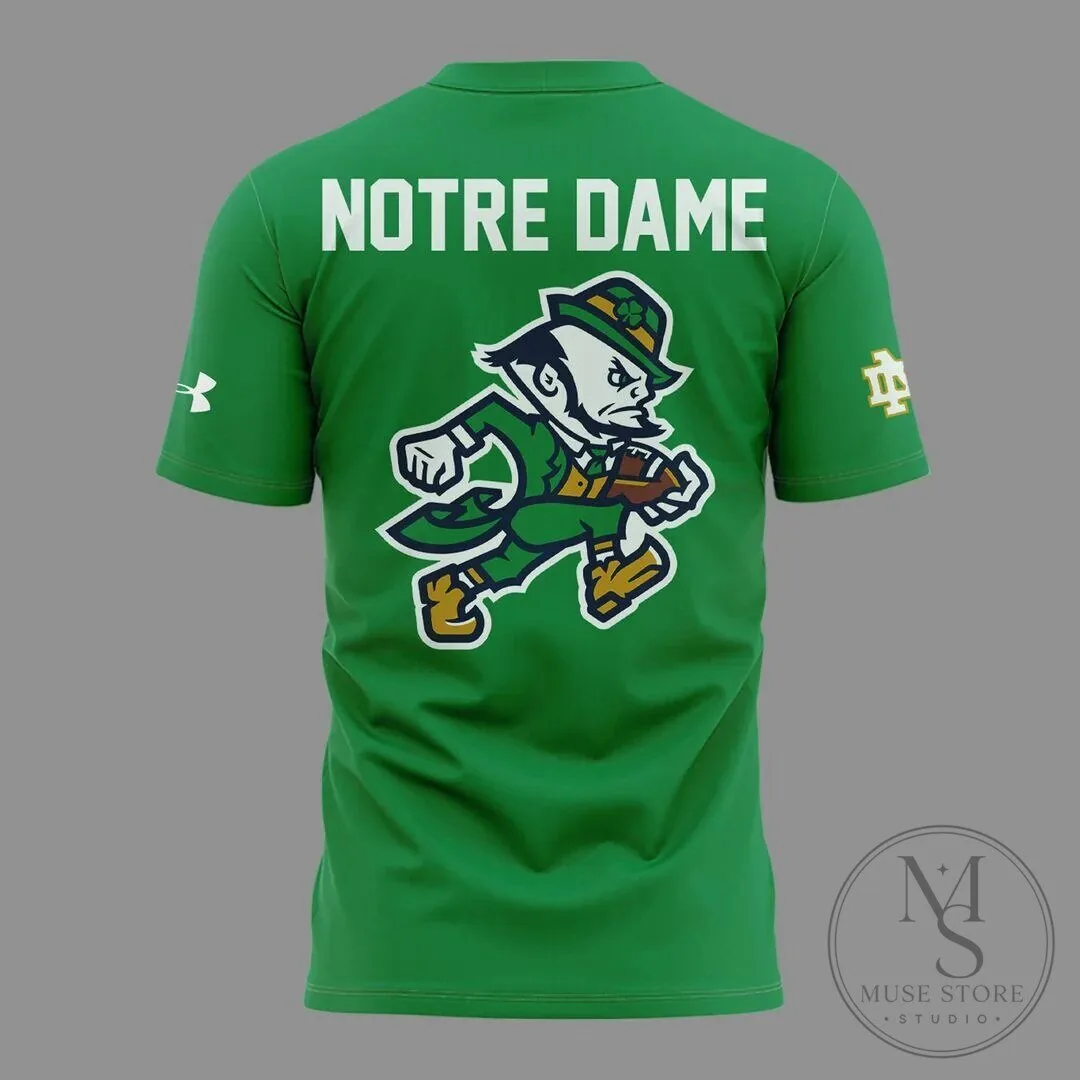 Green T-Shirt featuring the Fighting Irish Mascot of Notre Dame Football 9 Green T-Shirt featuring the Fighting Irish Mascot of Notre Dame Football