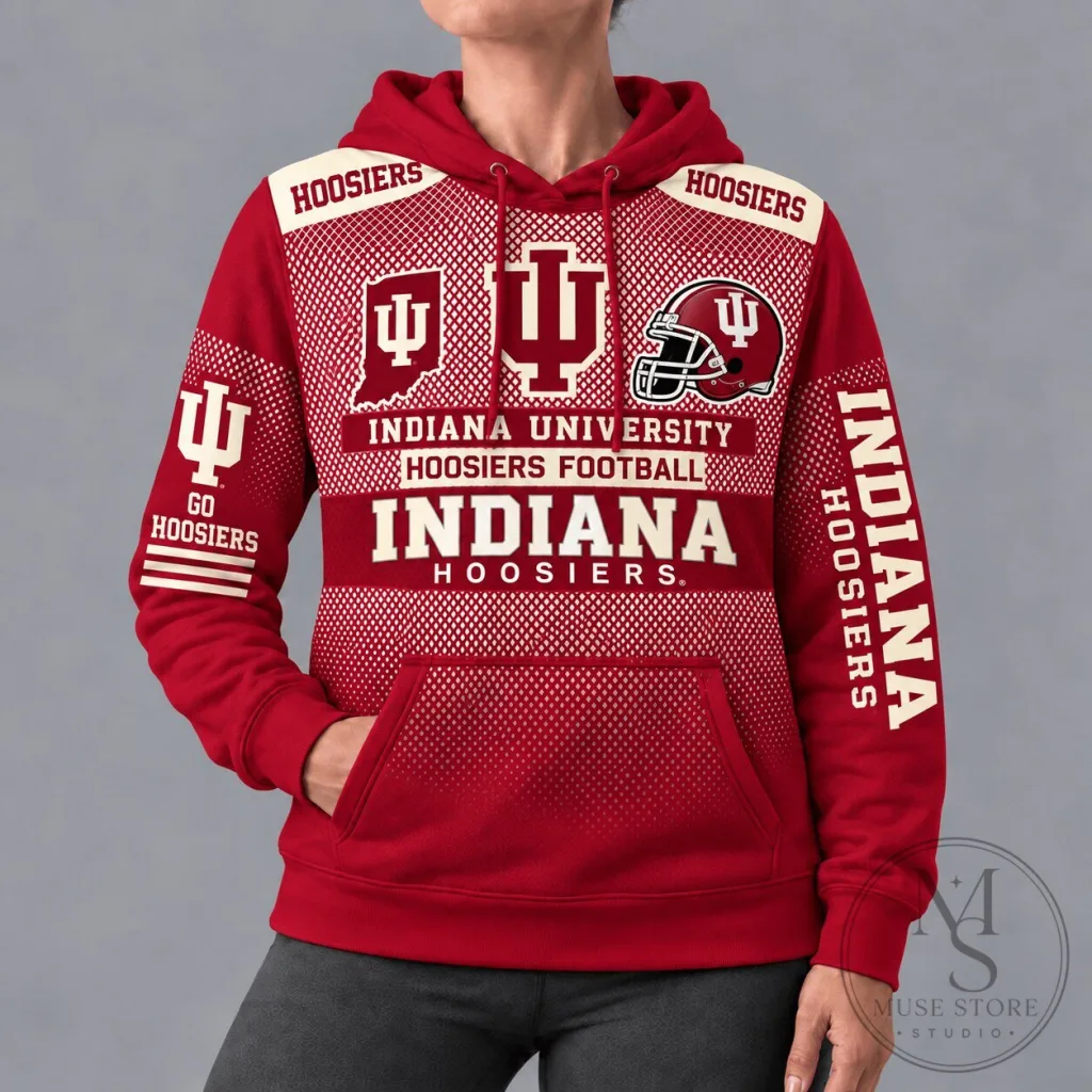 Indiana University Hoosiers Football Team Spirit Red Hoodie Indiana University Hoosiers Football Team Spirit Red Hoodie