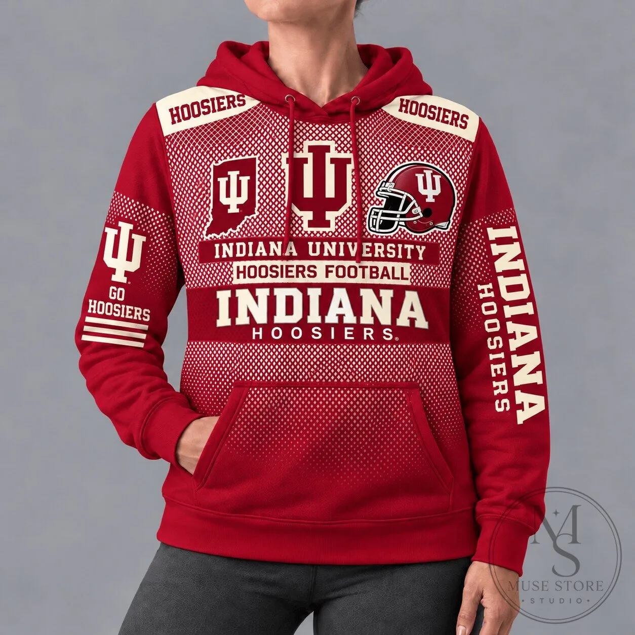 Indiana University Hoosiers Football Team Spirit Red Hoodie