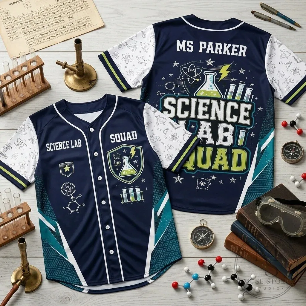 Science Lab Squad Personalized Teacher STEM Student Baseball Jersey