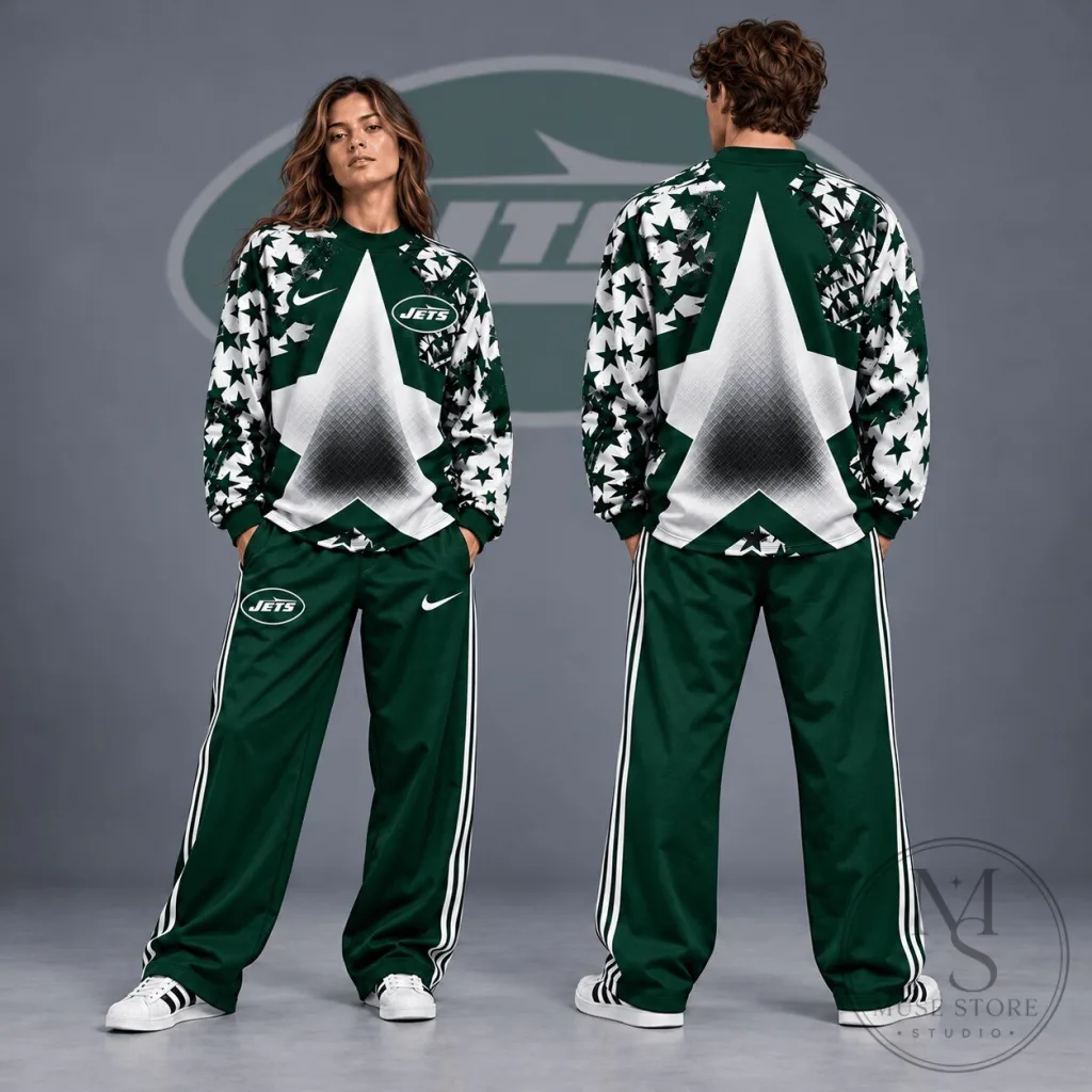 New York Jets Starburst Chevron Crewneck Sweatshirt New York Jets Starburst Chevron Crewneck Sweatshirt