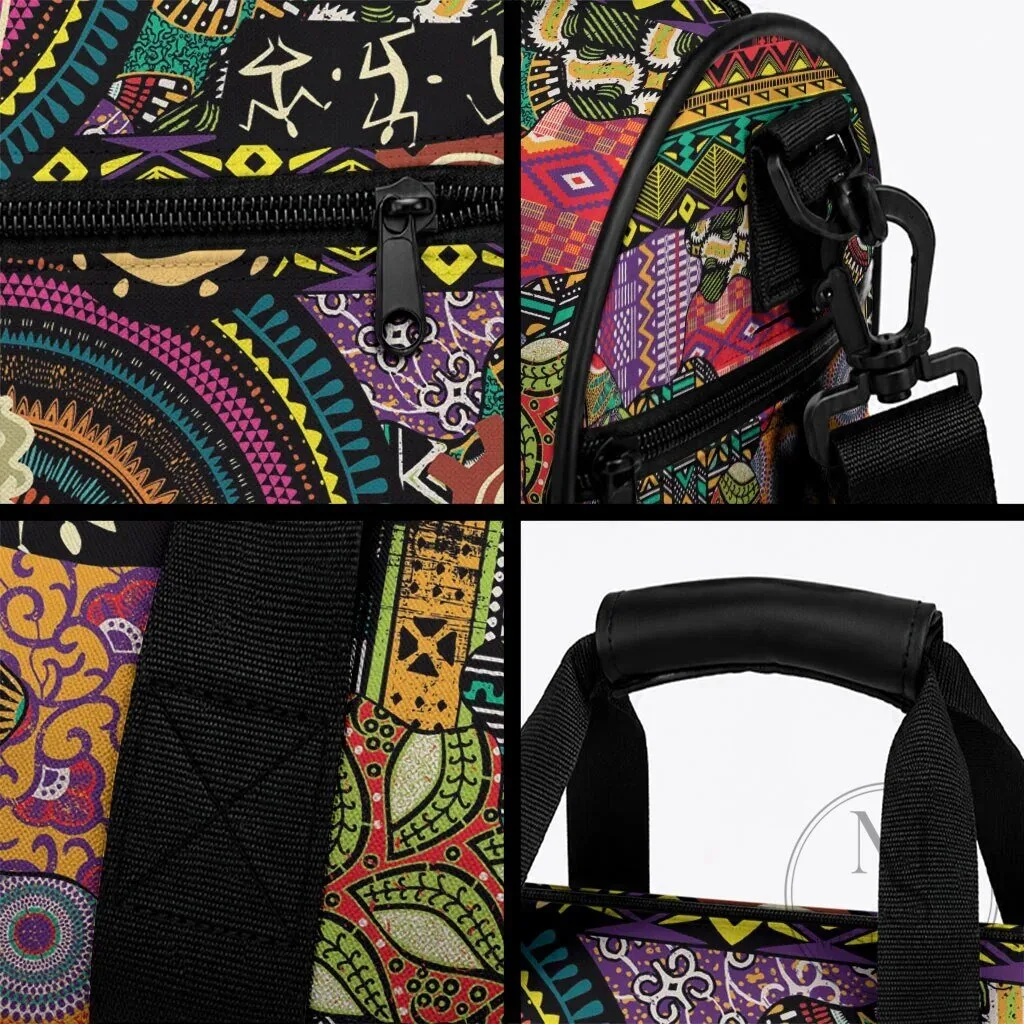 African Woman Ethnic Motifs Travel Gym Bag with Shoulder Strap and Handles 8 African Woman Ethnic Motifs Travel Gym Bag with Shoulder Strap and Handles