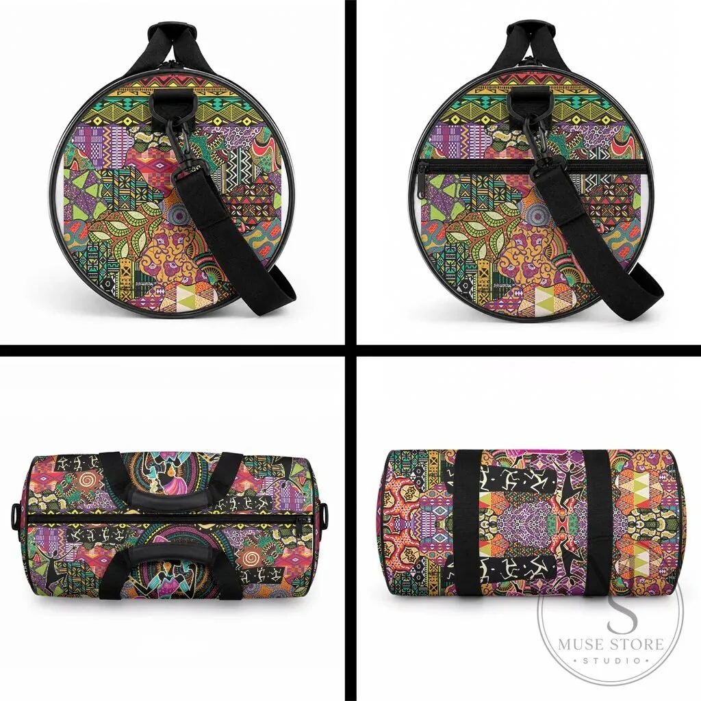 African Woman Ethnic Motifs Travel Gym Bag with Shoulder Strap and Handles 9 African Woman Ethnic Motifs Travel Gym Bag with Shoulder Strap and Handles