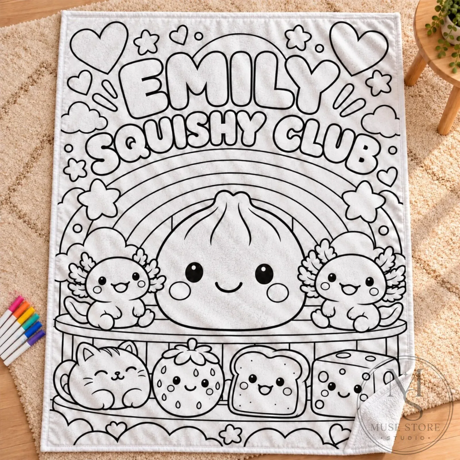 Personalized Emily Squishy Club Kawaii Doodle Coloring Blanket 10 Personalized Emily Squishy Club Kawaii Doodle Coloring Blanket