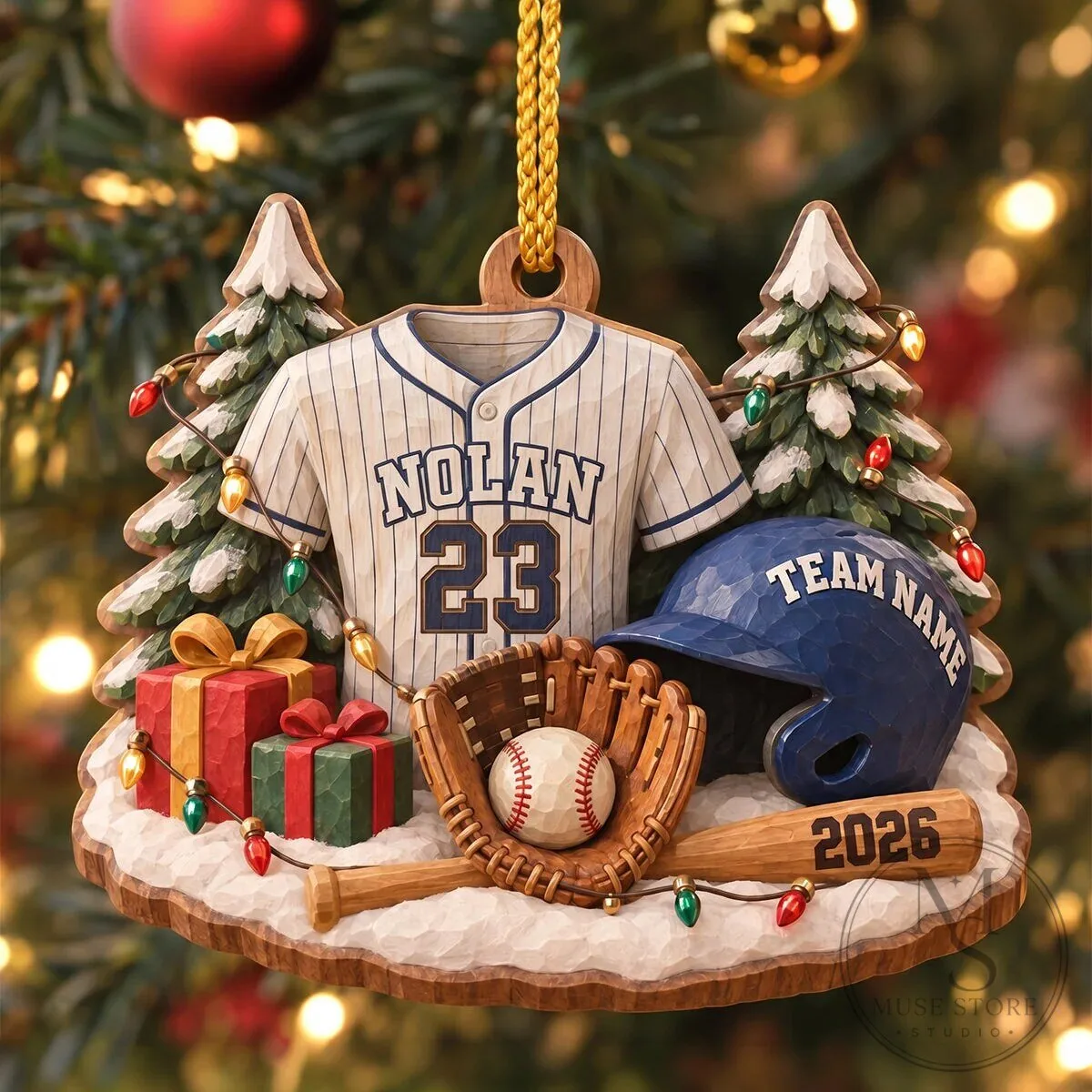 Personalized Baseball Jersey Christmas Tree Ornament