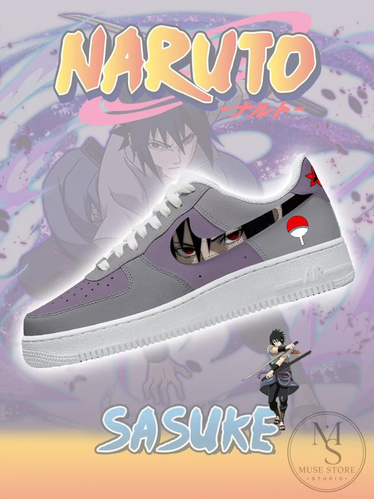 Naruto Sasuke Uchiha Anime Character Design Custom Printed Shoes