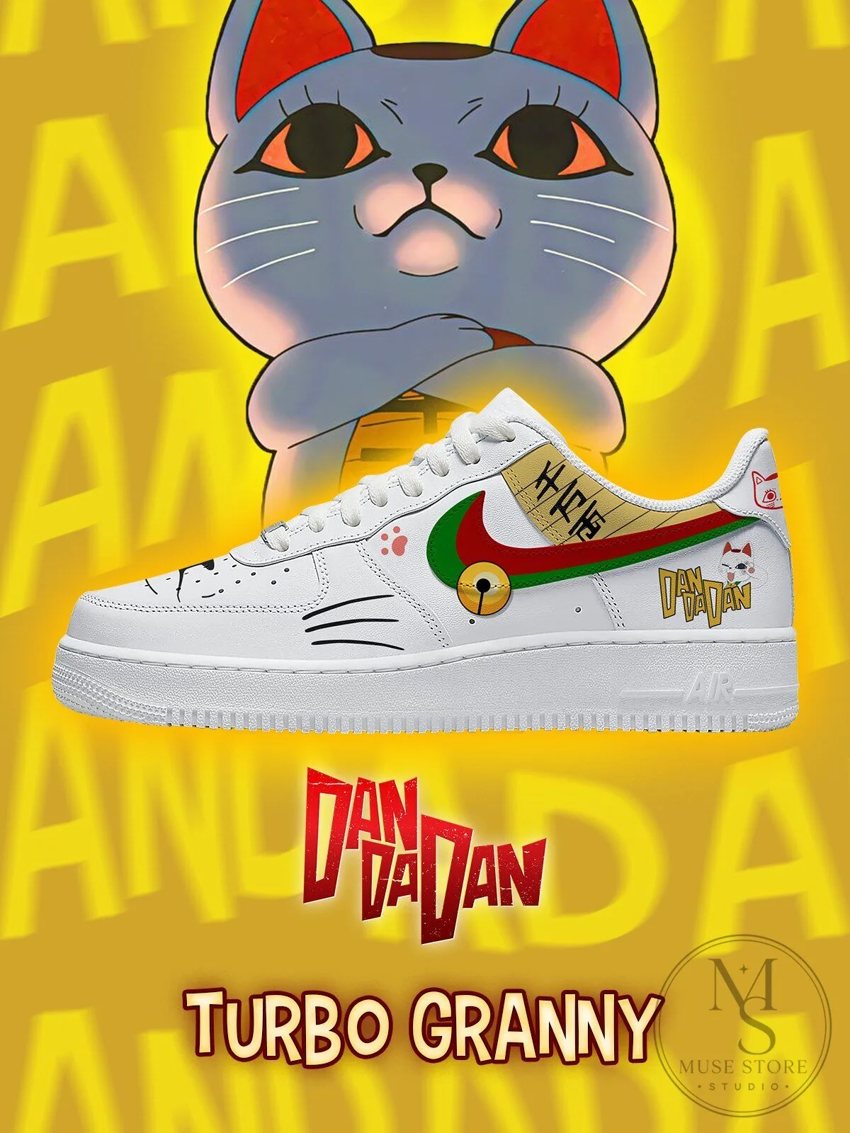 Dan Da Dan Turbo Granny Anime Manga White Sneakers