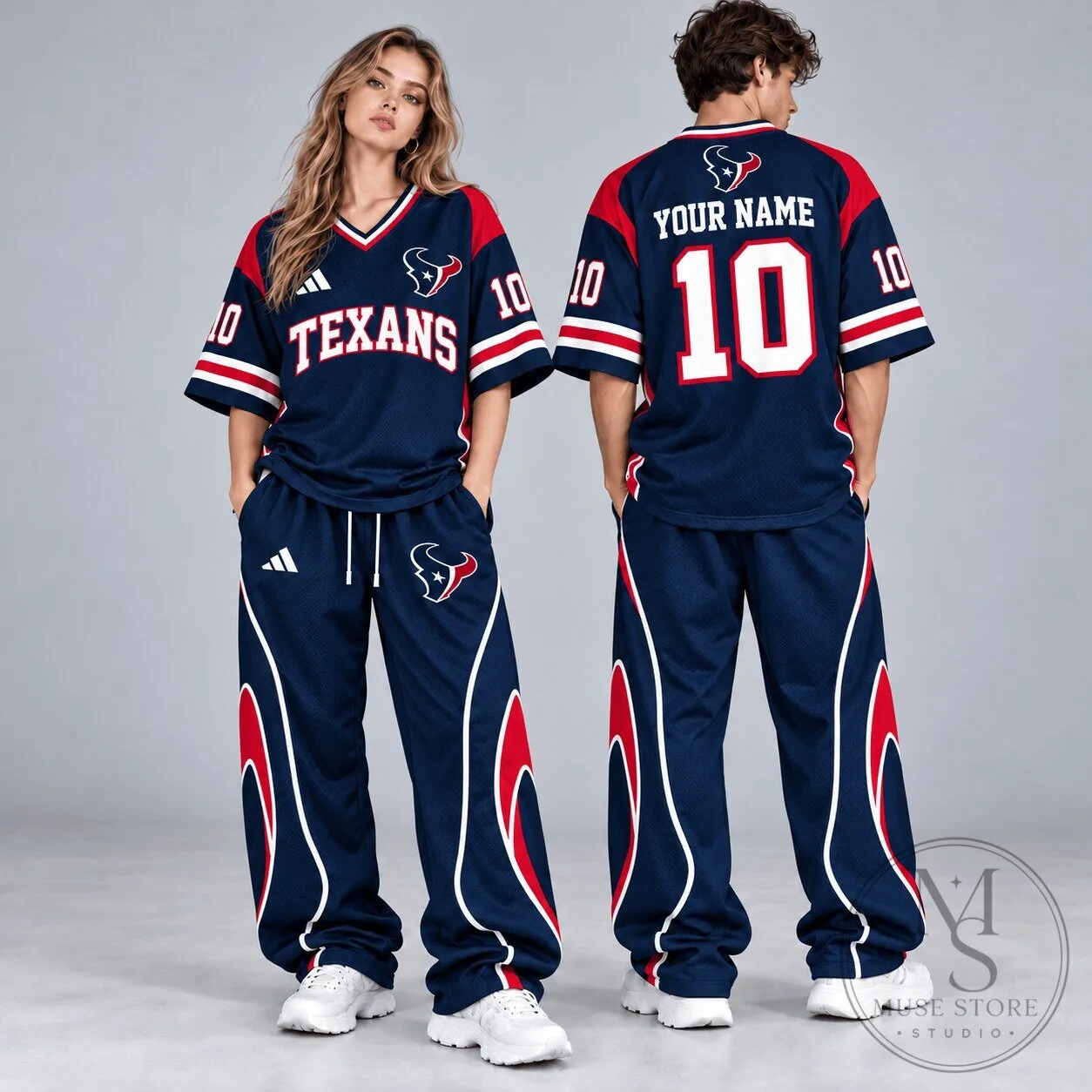 Houston Texans Custom Name and Number Varsity V-Neck Football Jersey