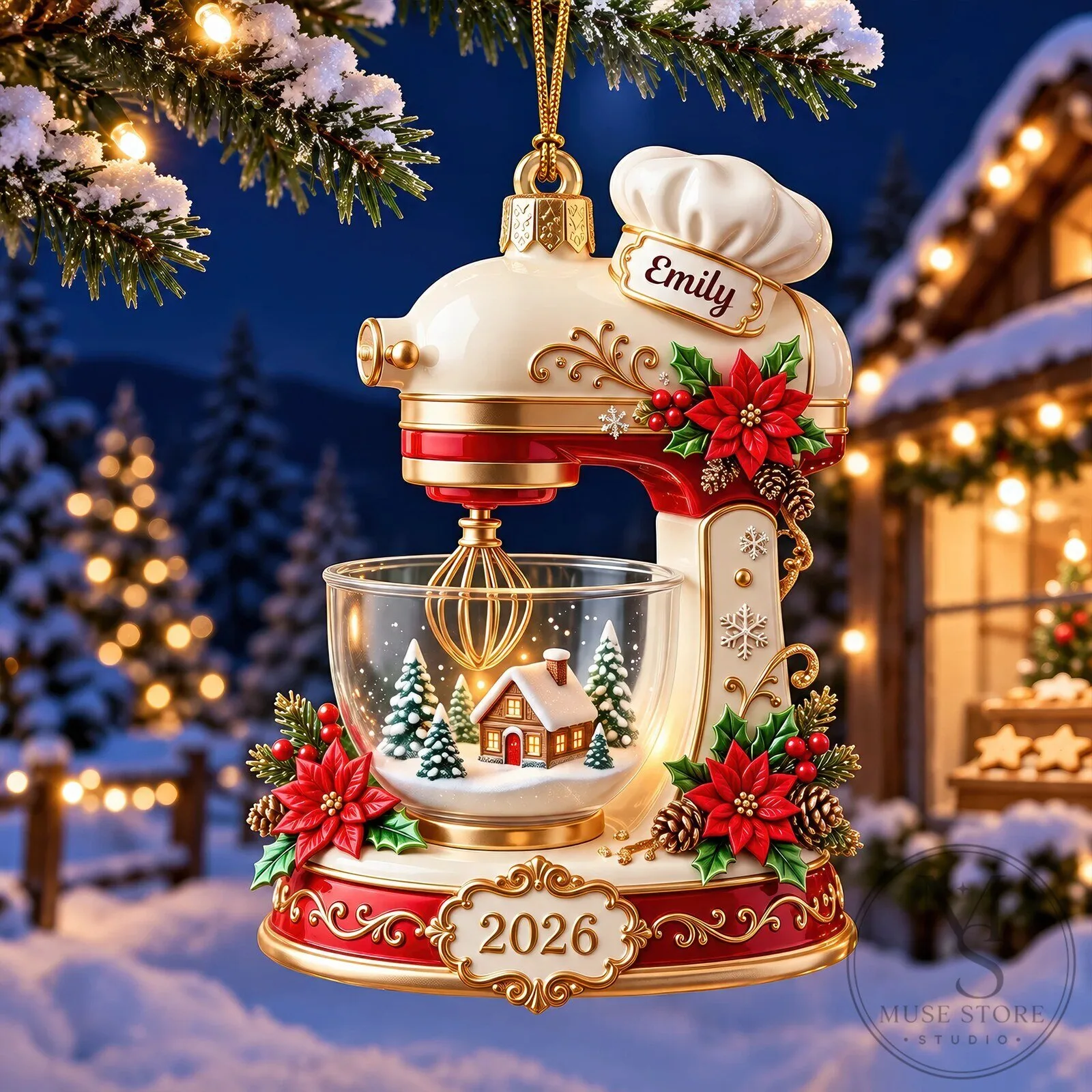 Personalized Christmas Stand Mixer Ornament, Custom Name Baking Lover Gift