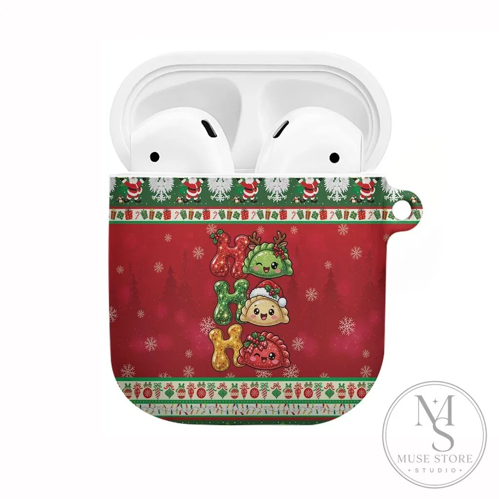 Cute Christmas Pierogi Ho Ho Ho AirPods Case for Apple Wireless Earbuds