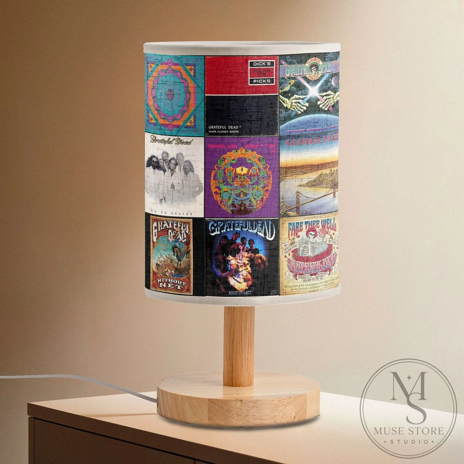 Grateful Dead Album Covers Fabric Shade Table Lamp for Music Lovers 10 Grateful Dead Album Covers Fabric Shade Table Lamp for Music Lovers