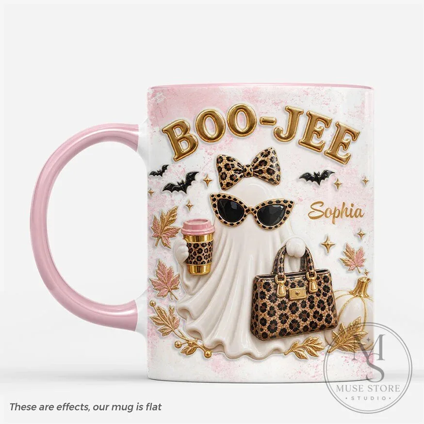 Boo-Jee Ghost Girl Personalized Leopard Print Halloween Coffee Mug 6 Boo-Jee Ghost Girl Personalized Leopard Print Halloween Coffee Mug