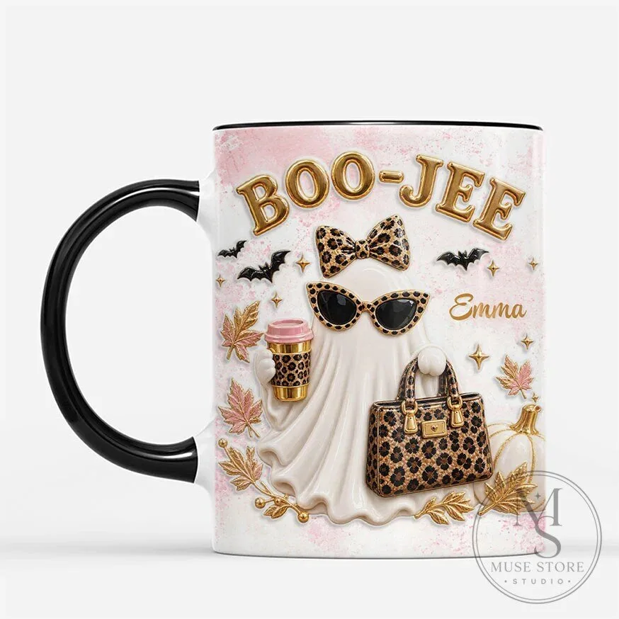 Boo-Jee Ghost Girl Personalized Leopard Print Halloween Coffee Mug 9 Boo-Jee Ghost Girl Personalized Leopard Print Halloween Coffee Mug
